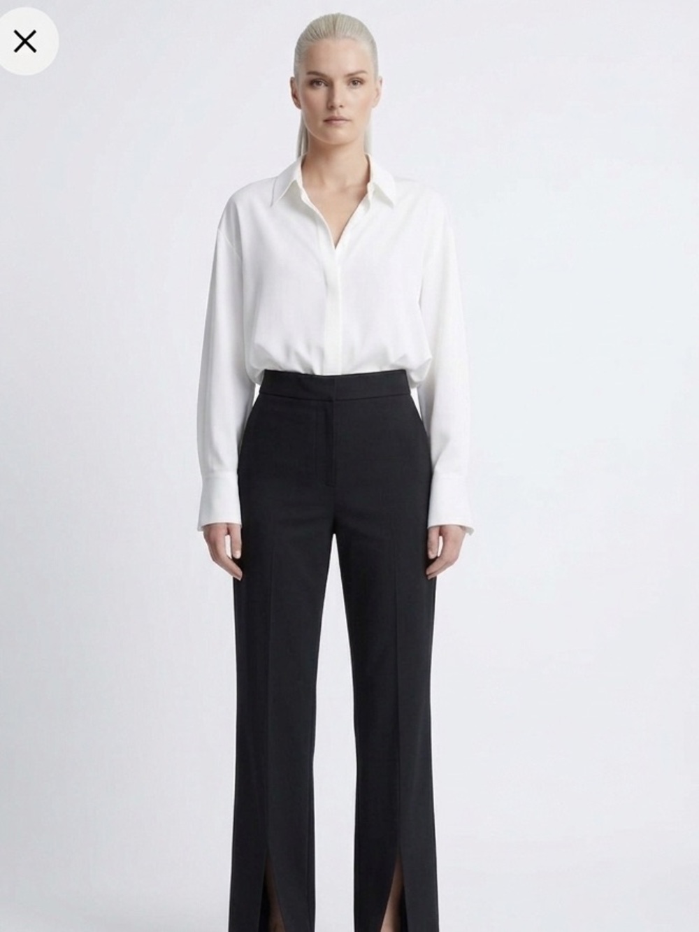 H&M Black Highrise Straight LegDress Pants With Leg Slit Size 6